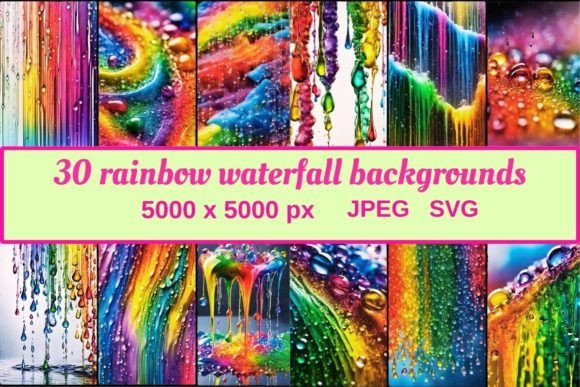 30 Rainbow Waterfall Backgrounds: Vibrant Design Assets