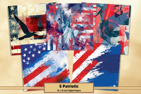 Blue Red Stars American Backgrounds 14: A Designer's Toolkit