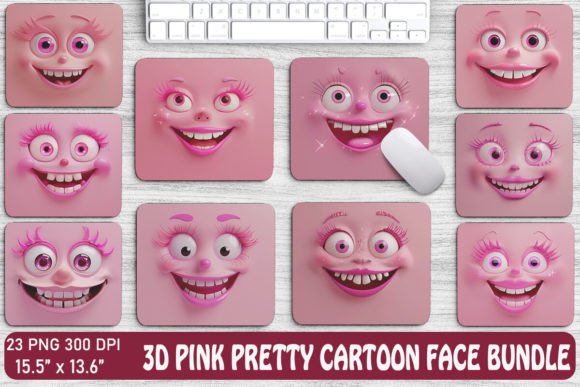 Charming & Playful: Using 3D Pink Pretty Cartoon Face Backgrounds