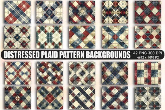 Distressed Plaid Pattern Backgrounds: Instant Vintage Charm