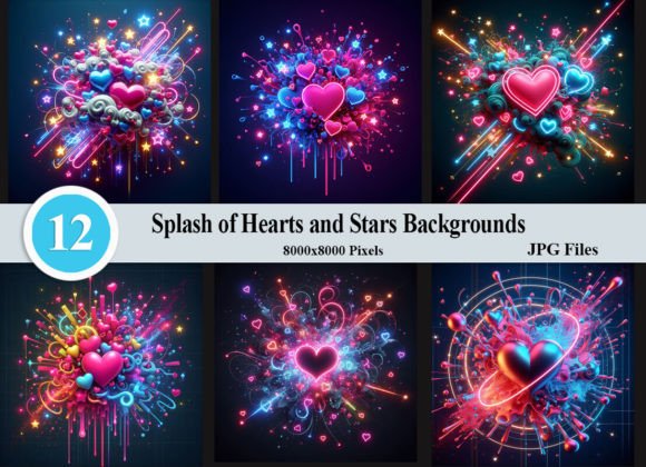 Elevate Your Designs with Splash of Hearts and Stars Backgrounds