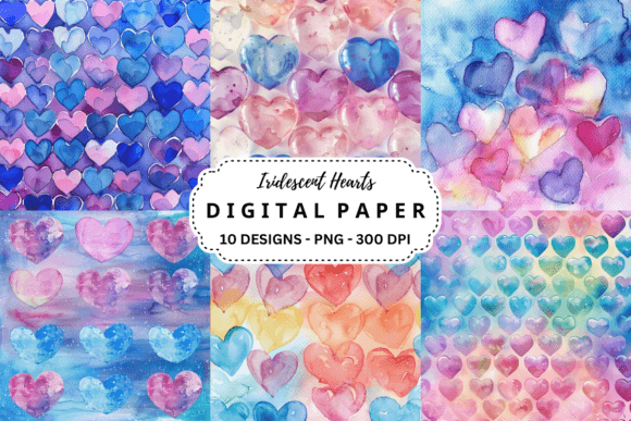 Enchanting Iridescent Hearts Backgrounds for Designers