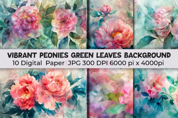 Unleashing Creativity with Vibrant Peonies Green Leaves Backgrounds