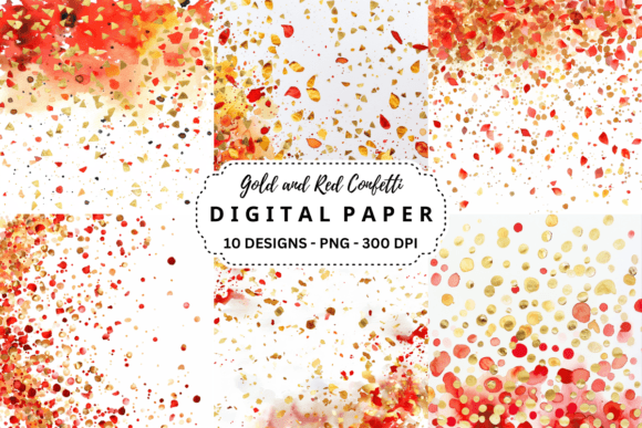Unlock Festive Energy with Gold and Red Confetti Backgrounds